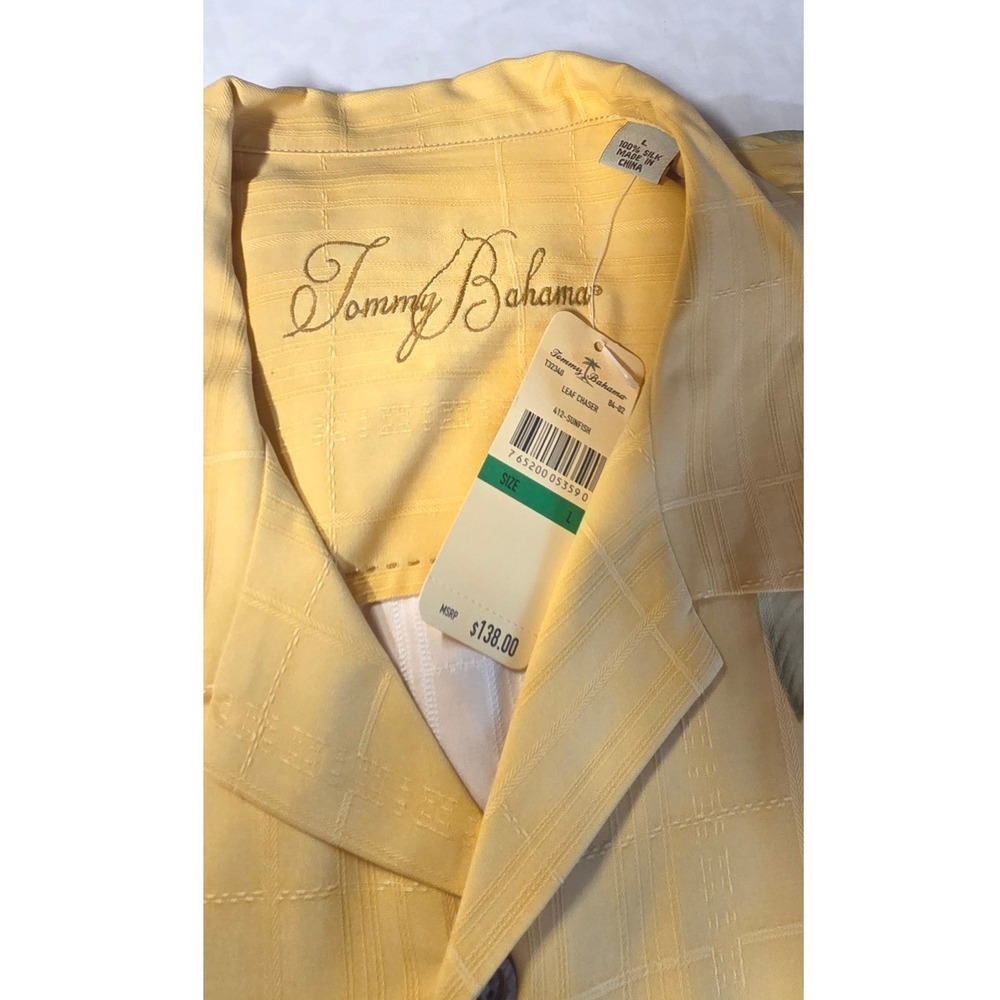 NWT Tommy Bahama Button Up Shirt Mens L Yellow New Floral Silk Camp Leaf Chaser - Picture 5 of 5
